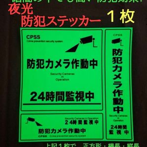 夜光防犯ステッカー　夜光タイプ　１枚　防犯シール　蓄光