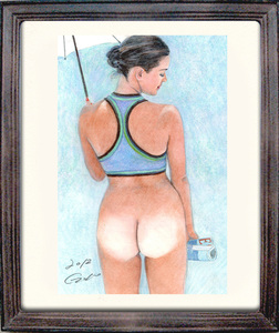 Art hand Auction Goro Ishikawa pastel hermosa mujer imprimir Primavera en Phuket, obra de arte, cuadro, pintura al pastel, dibujo con crayón