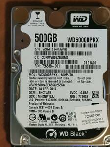 2.5インチ 500GB Western Digital WD5000BPKX