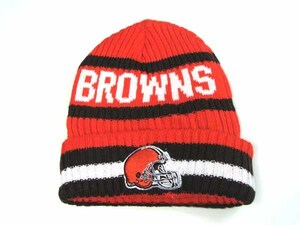 NFL Cleveland Browns クリーブランド・ブラウンズ ニット帽 フリーサイズ 男女兼用 ビーニー 裏フリース 【未使用品】 ◆アウトレット◆