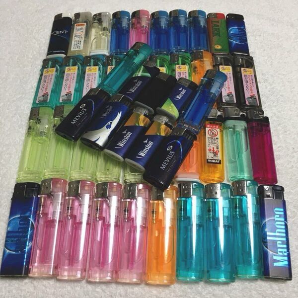 訳有①★使い捨てライター 100円ライター まとめ売り プッシュ式 電子ライター ガスライター ライター★55セット PSCマーク