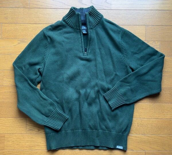 エディーバウアー コットン セーター ハーフジップ S Eddie Bauer グリーン