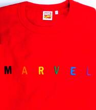  （MEN・トップス）MARVEL COMICS 丸首長袖トレーナー ＧＵ レッド Ｌ 肩幅46㎝、胸幅55㎝、袖丈60㎝、着丈67㎝ 綿60％、ポリエステル40％_画像6