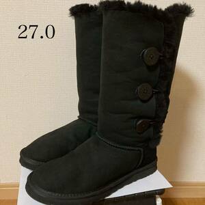 【1円スタート】UGG オーストラリア アグ ベイリーボタン トリプレット ボア ブーツ 黒 27.0