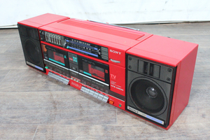 【ト長】SONY ソニー CFS-W600 ステレオカセットレコーダー ラジカセ レッドカラー オーディオ機器 音響機器 IC087IOE20