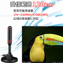 室内アンテナ ポータブル テレビ 地デジ 4K HD ワンセグ ブースター 屋内 アンテナ デジタル UHF VHF TV 小口ロッド 高感度 野外 車載_画像4