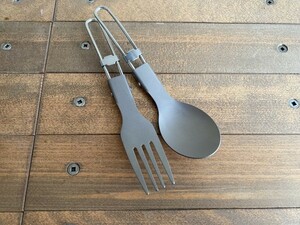  titanium folding spoon & Fork camp supplies camp gear compact light weight easy to use 