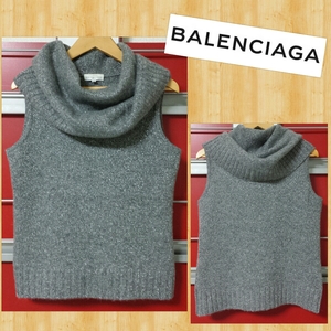 BALENCIAGA Balenciaga no sleeve knitted ta-toru neck 38 beautiful goods sweater 