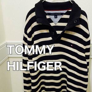 TOMMY HILFIGER ワッフルニット　M ニットポロ　ボーダー