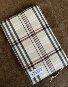 *am* hand made book cover cotton flax / check @B5 stamp @ thickness adjustment OK