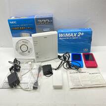 送料無料g28094 NEC 無線LANルー Aterm WR8160N STモデル au CE0197 WiMAX 2 モバイルバッテリー M4334 セット まとめ_画像1