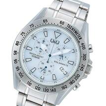 メンズ腕時計 シチズン時計 Q&Q ソーラー クロノグラフ メタル H022-201 ホワイト 電池交換不要 防水 10BAR_画像1
