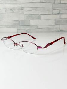 Syun Kiwami KM-1257 Shunkiwami Овальный тип Половина Rim Pink x красные очки