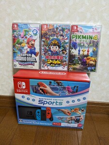 新品 未開封 ニンテンドースイッチ スポーツ セット（本体込）＋Switchソフト3本のセット（ピクミン4・桃太郎電鉄・マリオ）送料無料