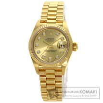 ROLEX ロレックス 69178G デイトジャスト 10P ダイヤモンド 腕時計 K18イエローゴールド K18YG レディース 中古_画像1