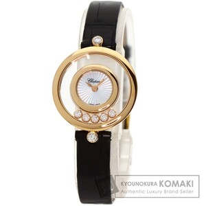 Chopard ショパール 209415-5001 ハッピーダイヤモンド 腕時計 K18ピンクゴールド 革 レディース 中古