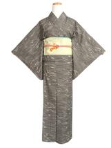 単衣 紬着物 加津美絹紬 趣味の手織 京極生壁色 しつけ糸 K-2404_画像10