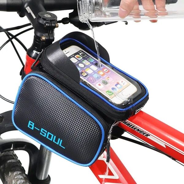 赤■防水自転車スマホバッグ■ポーチ3つ■バイク■ フロントバッグ■スマホホルダー■ フレームバッグ 撥水仕様 バッグ バイク用