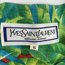 イヴサンローラン Yves Saint Laurent ジャケット Vintage 半袖 インコ総柄 リネン S _画像5