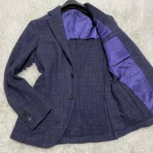 美品 Brilla per il gusto×カノニコ ツイード テーラード ジャケットバイオレット 紫 サイズ46 M位 ブリッラ ウール シルク 定価8.5万円_画像1