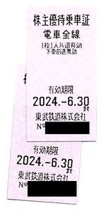 【最新版・送料込み】 東武鉄道 株主優待乗車証 2枚 ◆ 株主優待券 切符 乗車券 電車 商品券 割引券 クーポン券