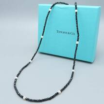 【送料無料】極希少 美品 Tiffany&Co. ティファニー ブラック スピネル パール ミディアム ネックレス 50cm AG925 SV 真珠 ビーズ KD5_画像1