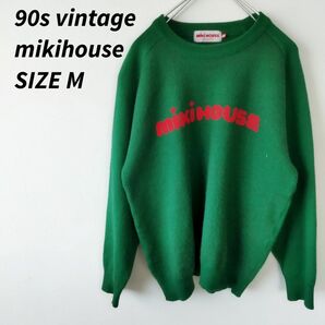 90s vintage ミキハウス mikihouse　ニット　セーター ビッグロゴ デカロゴ