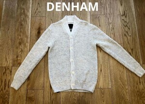 【レア品】DENHAM デンハム ローゲージニットカーディガン オフホワイト ライトグレー Mサイズ PATH CARDI KNIT CC