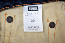 K-4273★EDWIN EXCLUSIVE VINTAGE エドウイン 424XVS★色落ち抜群 鬼ひげ縦落ち ヴィンテージ加工 濃紺デニム ストレートジーンズ W-30_画像10