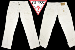 K-4319★GUESS JEANS WORKEER ゲス ジーンズ★春夏 2WAY クロップドパンツにもなる ホワイト白 チノ ワーク カーゴ パンツ W-31