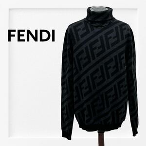 FENDI フェンディ 2021年モデル FFロゴ ズッカ柄 ウール タートルネック ニット セーター メンズ FZZ466 A4GN