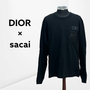 DIOR×sacai ディオール サカイ 21AW ロゴパッチ コットンジャージー ロングスリーブ カットソー Tシャツ メンズ 213J642A0554