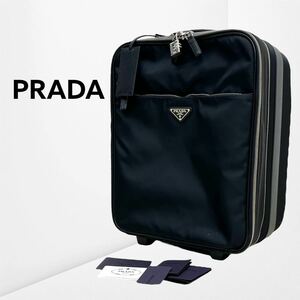 ギャラ付き PRADA プラダ 三角ロゴプレート テスートサフィアーノ レザー ロック付 トラベルバッグ キャリーバッグ キャリーケース VV031M