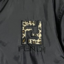 1円～ XL相当 リバーシブル《極上品》FENDI フェンディ ナイロンジャケット レオパード ボア フリース ズッカ ブラック 黒 フード メンズ_画像6