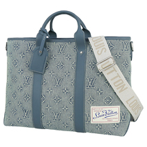 ルイヴィトン LOUIS VUITTON トートバッグ ショルダーバッグ メンズ M22537 ウィークエンドトート NM モノグラム デニム 153-2-30_画像1