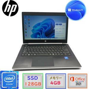 第七世代CPU 中古美品 14インチ HP ProBook MT21 Windows11 Celeron 3865u 4GB 爆速128GB-SSD 無線 MSOffice2021付 中古パソコン HDMI F