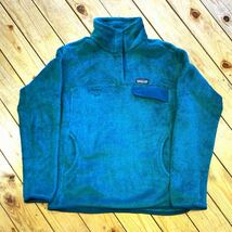 USA古着patagonia パタゴニア フリース ハーフスナップ レディース Lサイズ 防寒 プルオーバー アウトドア エメラルド キャンプ J3121_画像2