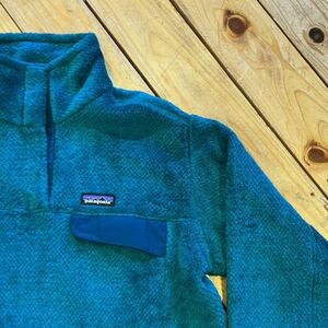 USA古着patagonia パタゴニア フリース ハーフスナップ レディース Lサイズ 防寒 プルオーバー アウトドア エメラルド キャンプ J3121