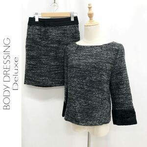 BODY DRESSING Deluxe ボディドレッシングデラックス セットアップ 七分袖トップス スカート ミニ丈 パーティ セレモニー ブラック系 38 M