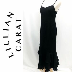 LILLIAN CARAT リリアンカラット ドレス ワンピース ロング丈 シンプル フレア キャミ パーティー お呼ばれ ブラック サイズ2