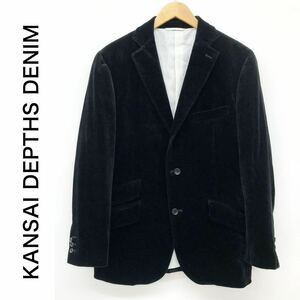 KANSAI DEPTHS DENIM 山本寛斎 メンズ テーラード ジャケット ベロア 総裏地 2ボタン ブラック 黒 AB-L