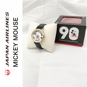 JAL MICKEY MOUSE ミッキー 90周年記念 腕時計 ディズニー JAL機内販売限定 ユニセックス 男女兼用 メンズ レディース ゴールド×ブラック