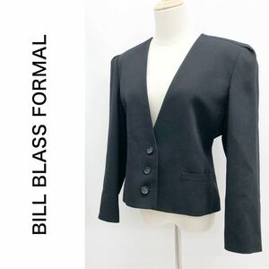 BILL BLASS FORMAL ビルブラス ノーカラージャケット 総裏地 ブラックフォーマル 冠婚葬祭 ブラック 黒 11号 L