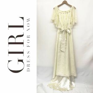 GIRL DRESS FOR NOW ドレス ワンピース オフショル レース ロングドレス ロングワンピース ウエストゴム アイボリー 2L