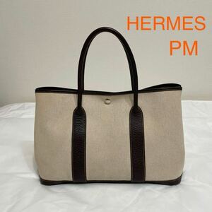 HERMES エルメス ガーデンパーティ PM ブラウン　ベージュ　トートバッグ