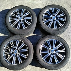 ENKEI SMACK アルミホイール + タイヤ 15×5.5J ET43 PCD100 4穴 ハブ径67mm YH 175/65R15 2022年製 残溝5.5~6.0mm エンケイ スマック