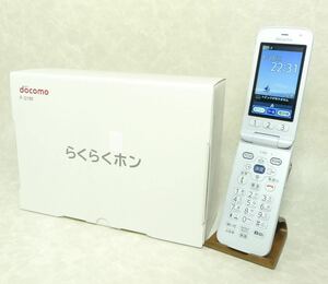 2486【フルセット/美品/SIMロック解除済み】らくらくホン　F-01M　ホワイト　新品卓上ホルダF49 アルコール消毒済み　保証付き 【即決】