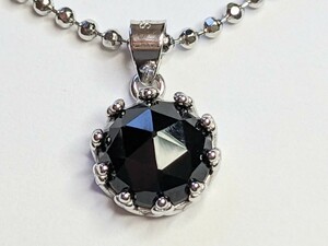 [ limit market ] natural black spinel rose cut 8mm* Crown design * pendant * free shipping *