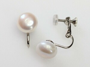 [ limit market ] fresh water pearl 10.5~11mm* screw spring type earrings * free shipping 