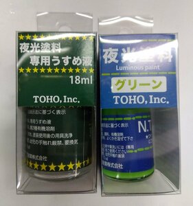 東邦産業(TOHO,inc.) 夜光塗料 グリーン+夜光塗料専用うすめ液 １８ｍｌセット